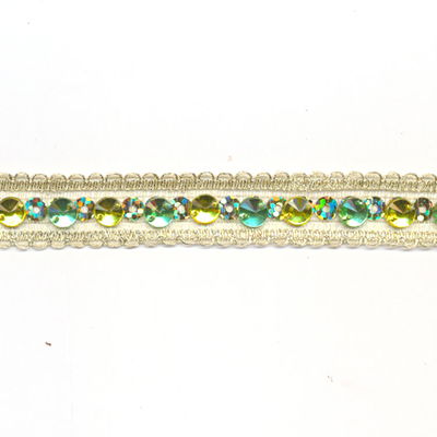 Band 10 mm strass geel groen per 50 cm 