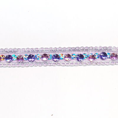 Band 10 mm strass roze paars per 50 cm 