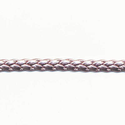 Band gevlochten leer - oud zilver 5 mm 50 cm op=op 