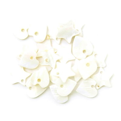 Hangers hart en ster ca 1 cm ivoor - schelp 88241 24 stuks 