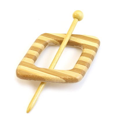 Sluiting met speld wieber 100 mm - hout in streep