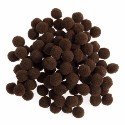 Pompon 6-7 mm bruin ca 100 stuks 
