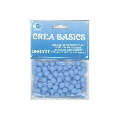 Pompon 6-7 mm blauw licht ca 100 stuks 