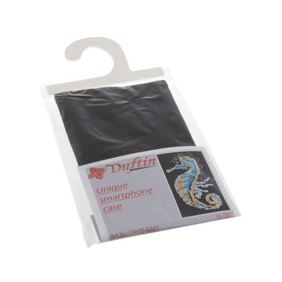 Borduurpakket telefoonhoesje zeepaardje zwart 13 a 8 cm