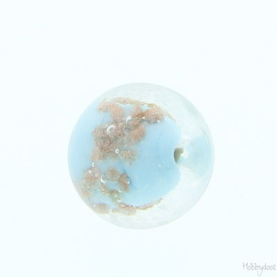 Kraal 11 mm glas - blauw met bloem CF1\70400\c 10 stuks 