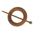 Sluiting met speld rond 80 mm - bruin hout