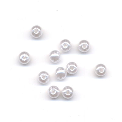 Kraal 8 mm parel - parel wit groot gat nld 18 ca 50 stuks 