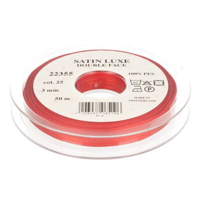 Lint satijn 3 mm rood per meter 