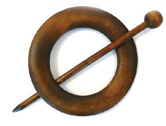 Sluiting met speld rond 80 mm - bruin donker hout