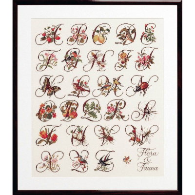 Borduurpakket Letters met bloemen op=op 