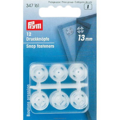 Drukknoop 13 mm transparant 12 stuks 