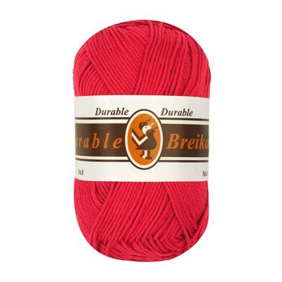 Durable Cotton 8 brei- en haakgaren 318 rood op=op uit collectie 