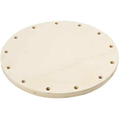 Houten cirkel 18 cm met gaatjes 10 mm dik 