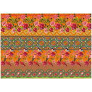 Stenzo tricotstof rozen met vogel - oranje (50 cm)