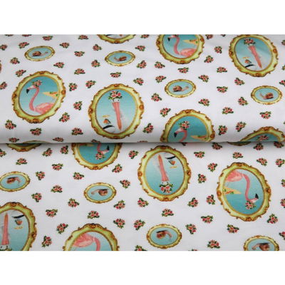 Stenzo tricotstof medailon flamingo - fel roze 50 cm 