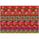 Stenzo tricotstof rozen met vogel - framboos (1 meter)