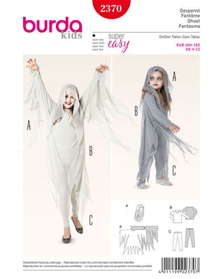 Burda 2370 naaipatroon kostuum spook 104 t/m 152