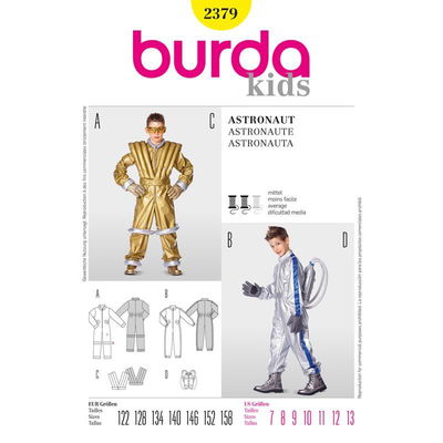 Burda 2379 naaipatroon kostuum astronaut 122 t/m 158