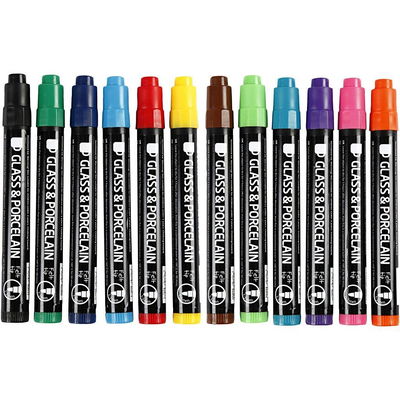 Stiften set voor glas, metaal en porselein 12 stuks 