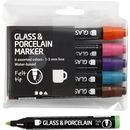 Glas- porcelein- metaalstiften 1-3 mm roze paars oranje groen bruin(6 stuks)