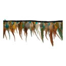 Band met veren 79483 bruin oker aqua 9-16 cm (per 50 cm)