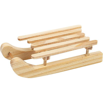 Miniatuur houten slee 6,5 a 2,5 cm 2 stuks 