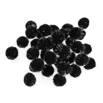Pompon 12-13 mm metallic black/silver ca 80 stuks 