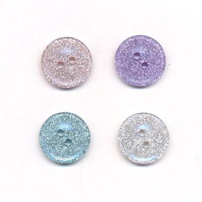 Knoop 15 mm glitter poeder roze op=op 