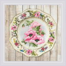 Borduurpakket plate with pink poppies (op=op uit collectie)