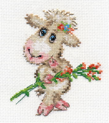 Borduurpakket dieren - pretty lamb 0-105 op=op 