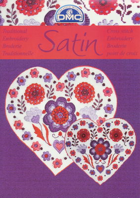 Satin - bloemen in het paars met rood op=op 