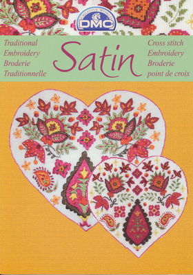 Satin - bloemen met blad - geel op=op 