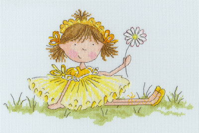 Borduurpakket meisje - meadow flowers