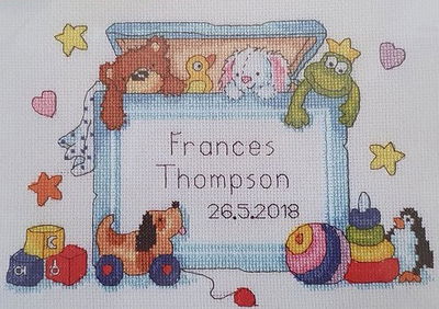 Borduurpakket geboortetegel - toy box - BTXNB03