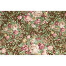 Tissu de Marie - Katoen bloemen op bruin - zwarte achtergrond - per 50 cm (op=op uit collectie)