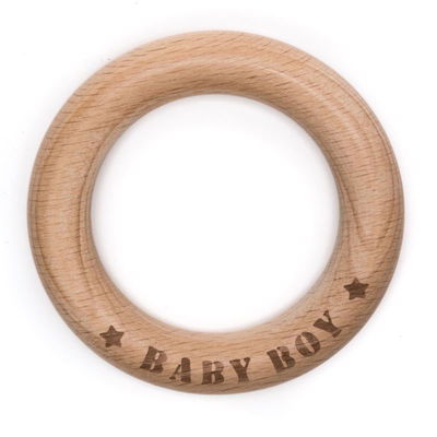 Bijtring hout 70 mm - Baby Boy