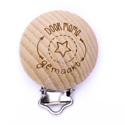 Clip voor speen hout - Door mama gemaakt 1 stuk 