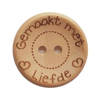 Knoop 25 mm hout - Gemaakt met liefde 3 stuks 