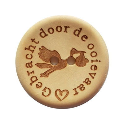 Knoop 30 mm hout - Gebracht door de ooievaar 2 stuks 