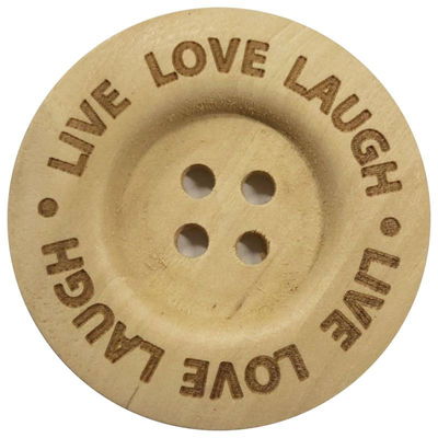 Knoop 40 mm hout - Live Love Laugh 2 stuks 