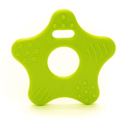 Bijtring ster met noppen fel groen 547 2 stuks 