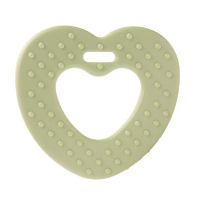 Bijtring hart met noppen oud licht groen 369 2 stuks 