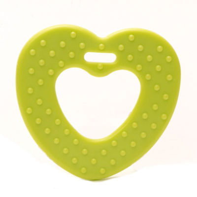 Bijtring hart met noppen fel groen 567 2 stuks 