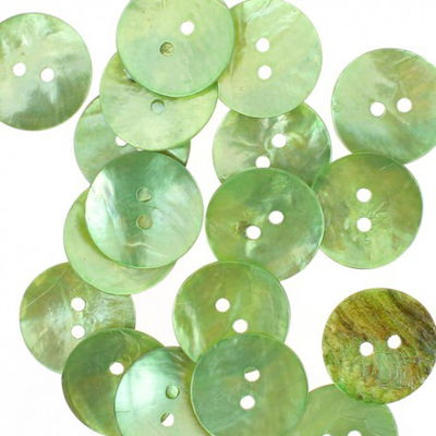 Knoop 20 mm rond parelmoer groen/geel