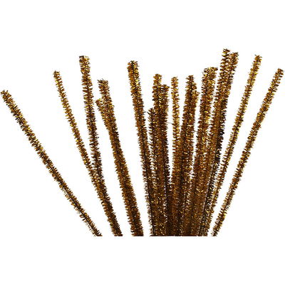 Chenille 6 mm - 30 cm glitter goud 24 stuks 