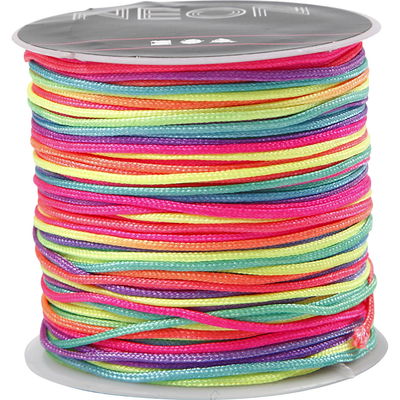 Macramé koord 1 mm neon regenboog 41723 28 meter op=op 