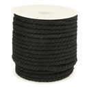 Koord gedraaid zwart 6 mm (1 meter) 