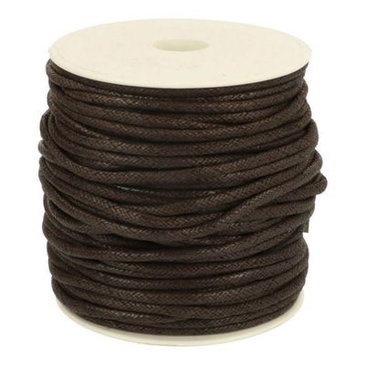 Koord wax gevlochten 3 mm - bruin 1 meter 