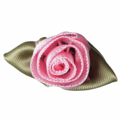 Roosjes roze met groen blad 30 a 20 mm 10 stuks 