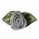 Roosjes zilver met blad 30 a 20 mm (10 stuks)